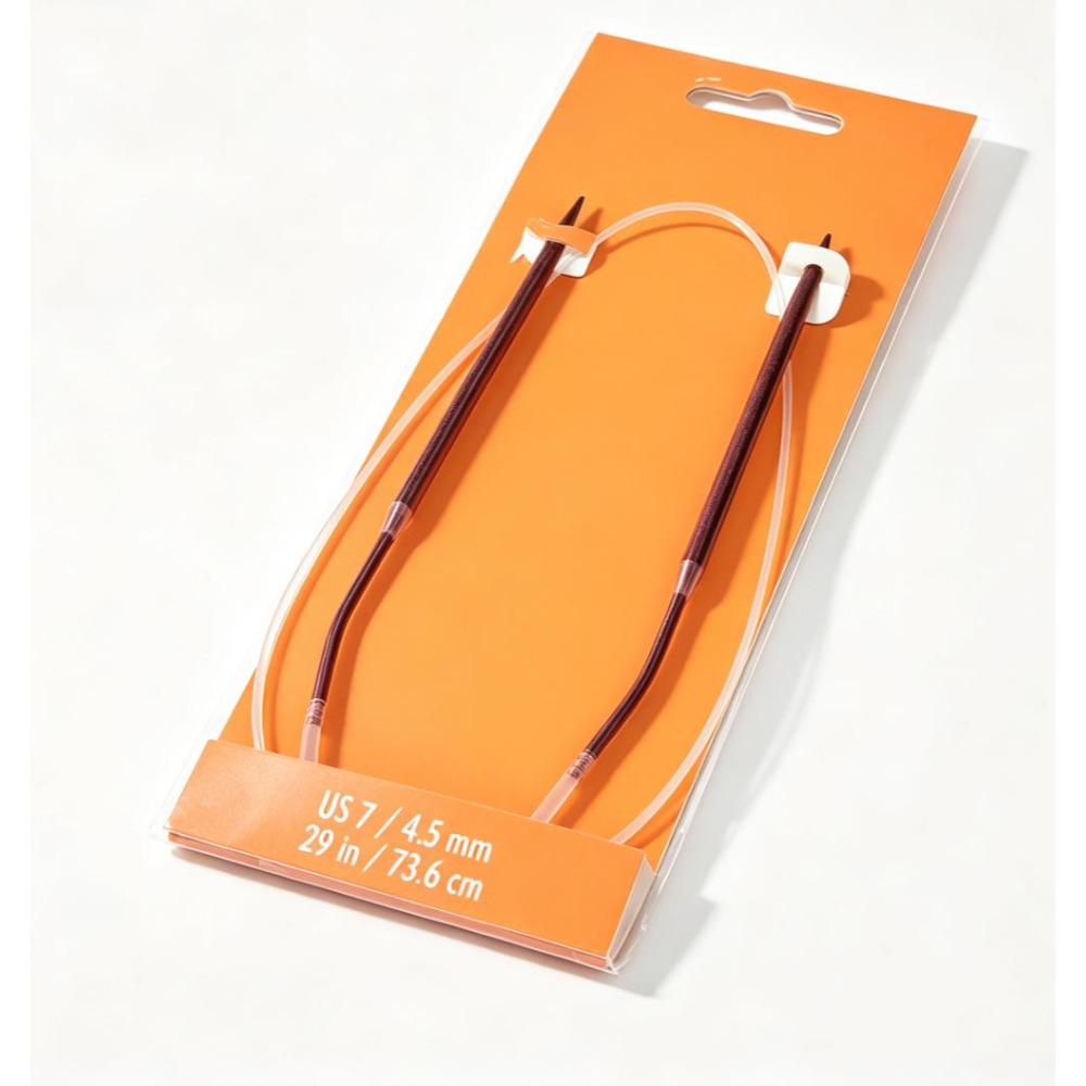 Knitting Needle Circular - 29in Orange Anodized Aluminum Circular Knitting