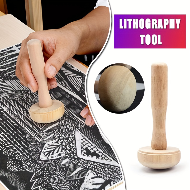 Art Craft Using Paper - 1Pc Wooden Mushroom Roller Paper Printing
