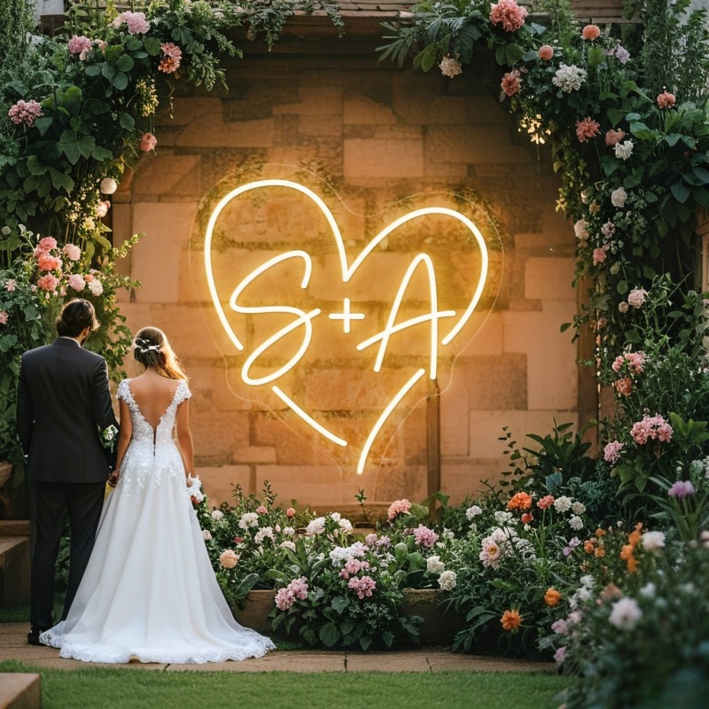 Art Craft Christmas - Custom Initials Heart LED Neon Sign,