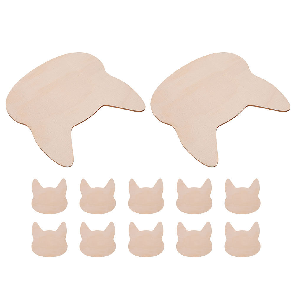 Art Craft Cat - 12Pcs DIY Cat Wood Cutouts Unpainted