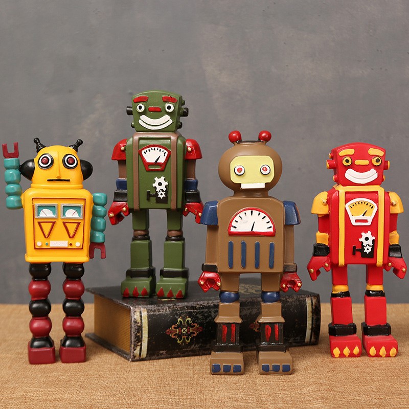 Art Craft Robot - Cartoon Robot Statue Ornaments Crafts Cute
