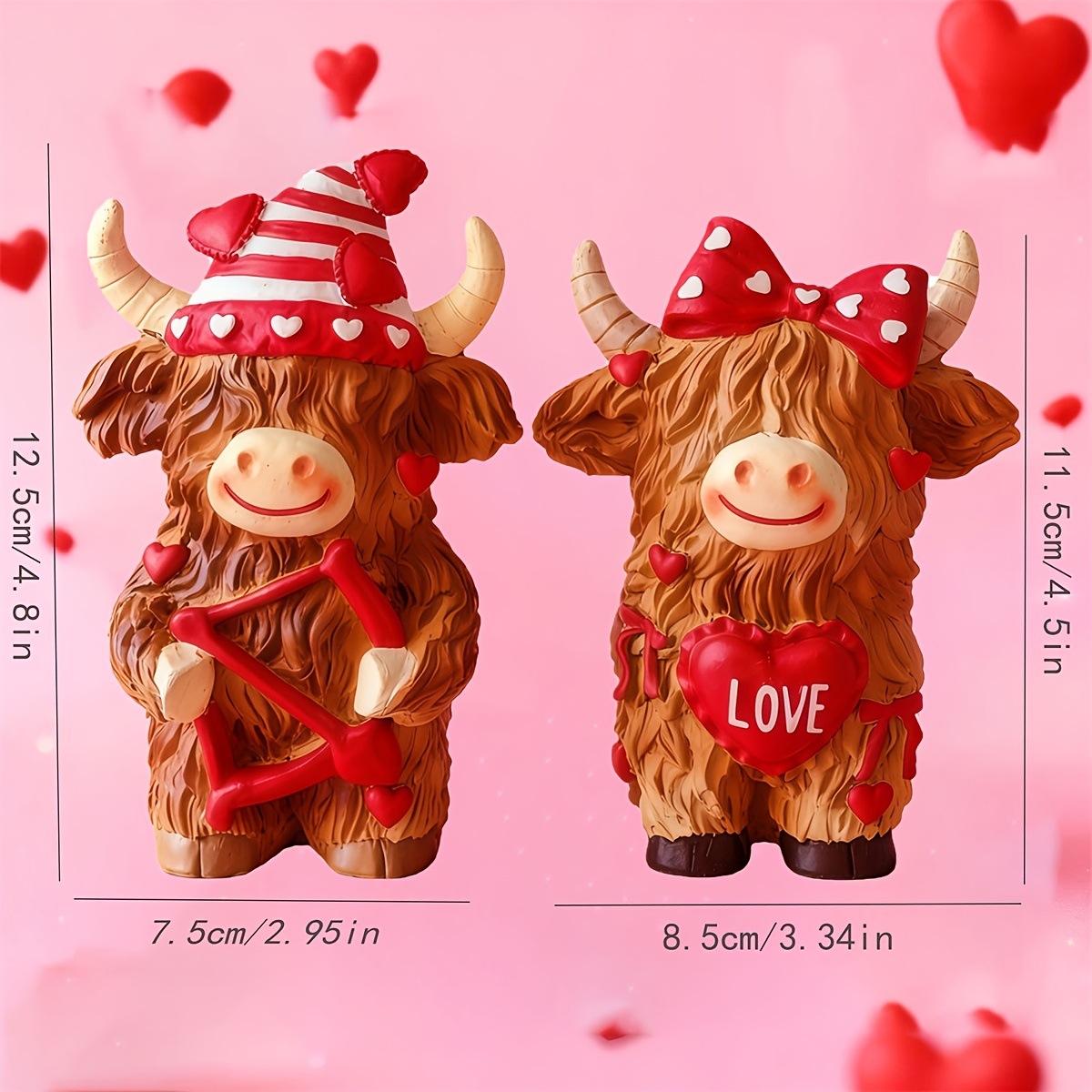 Art And Craft Valentine - Highland Cow Couple Resin Ornament Cupid