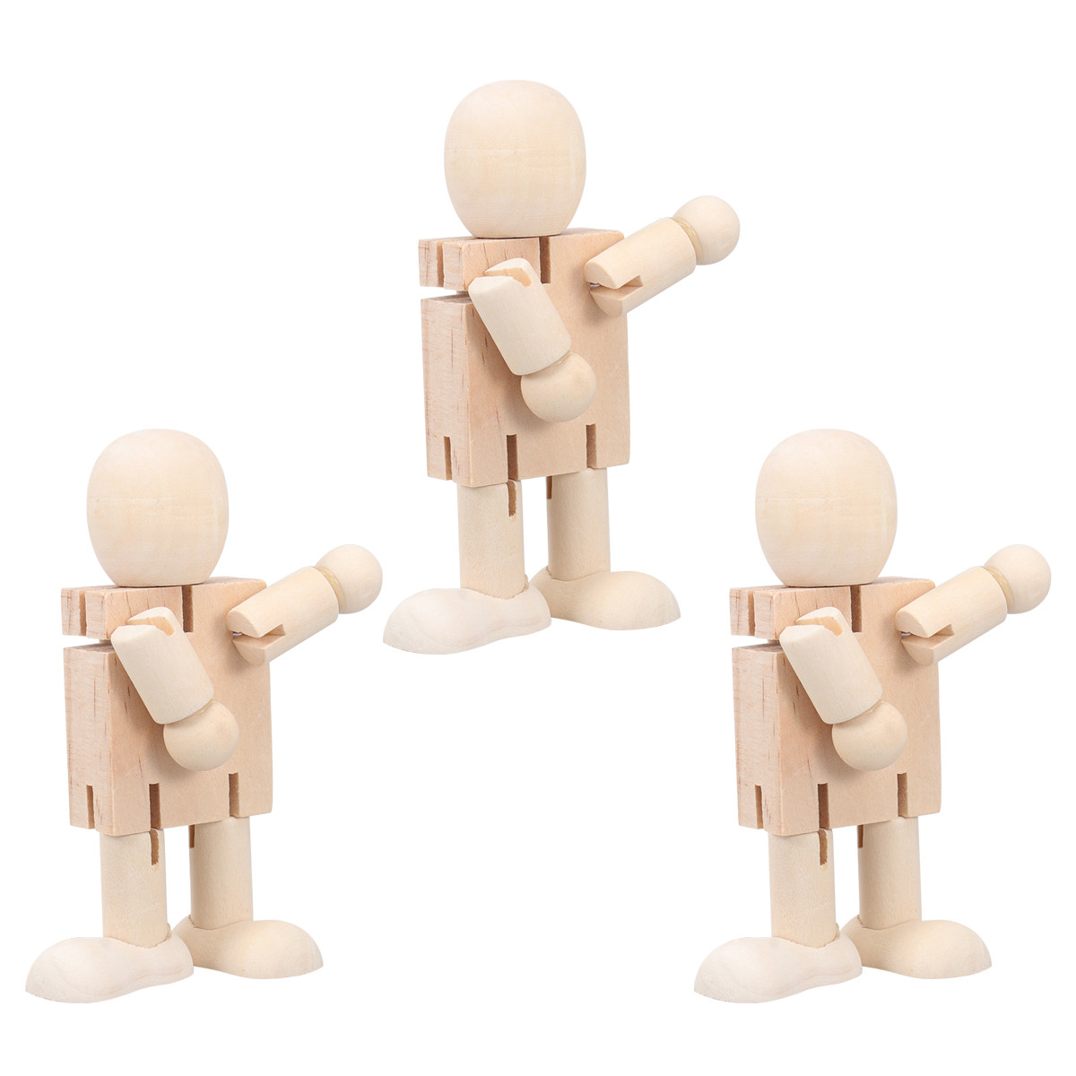 3Pcs Wooden Movable Joints Rob - Art Craft Robot recension och pris