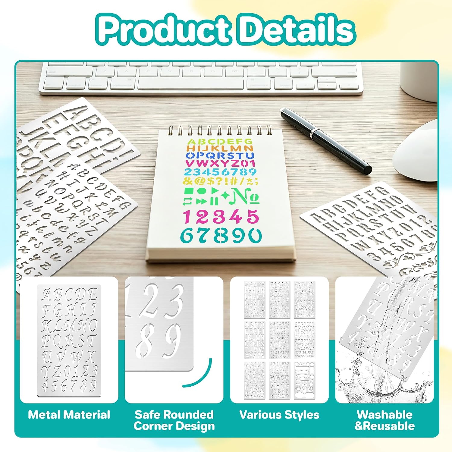 9Pcs Metal Letter Number Stenc - Art Craft Journal recension och pris