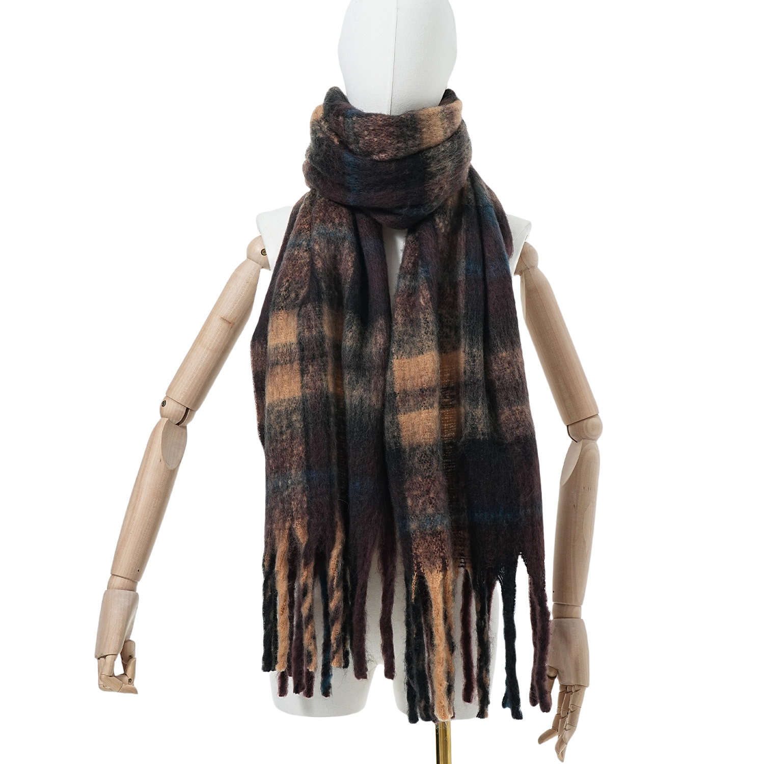 Thickened Warm Plaid Scarf Wom - Knitting Needle Circular recension och pris
