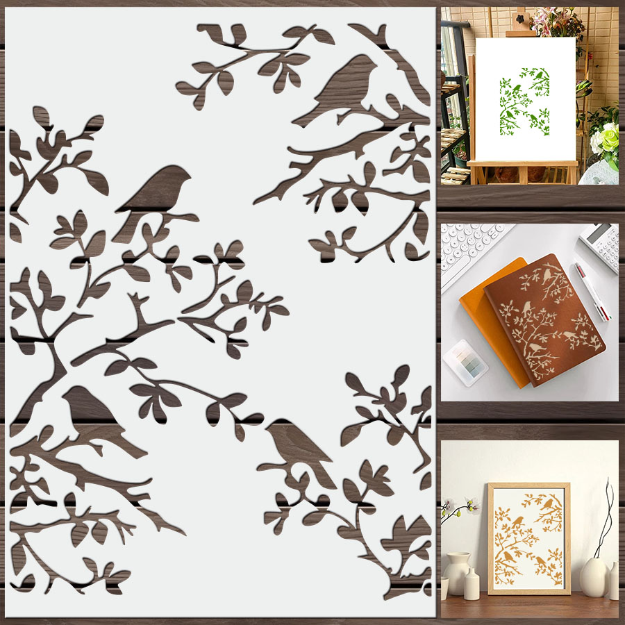 1pcs DIY Bird Branch Stencil f - Art Craft Journal recension och pris