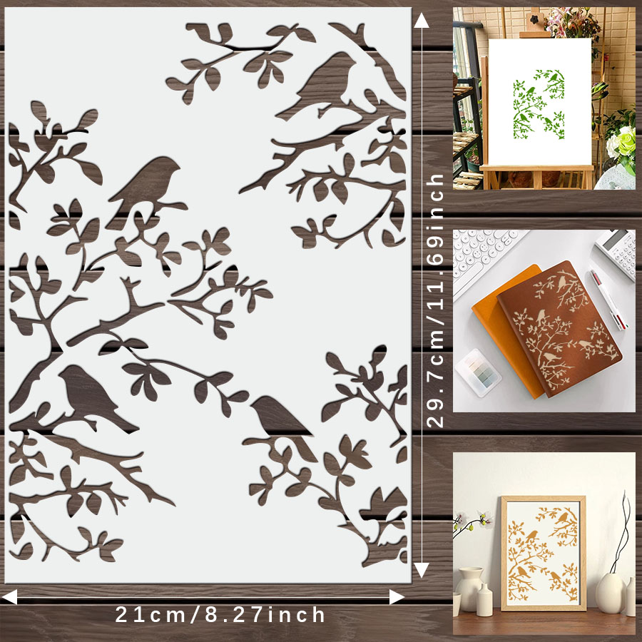 1pcs DIY Bird Branch Stencil f - Art Craft Journal recension och pris