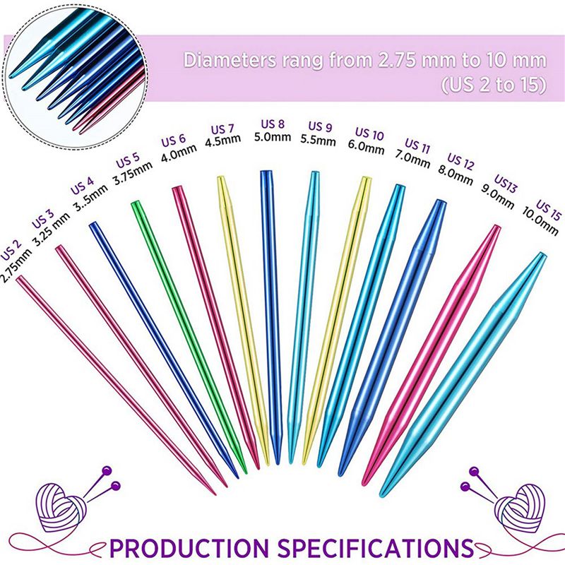 A27F-52 Pieces Aluminum Interc - Knitting Needle Circular recension och pris