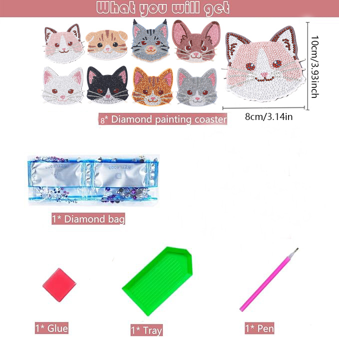 8 Pieces DIY Diamond Painting  - Art Craft Cat recension och pris