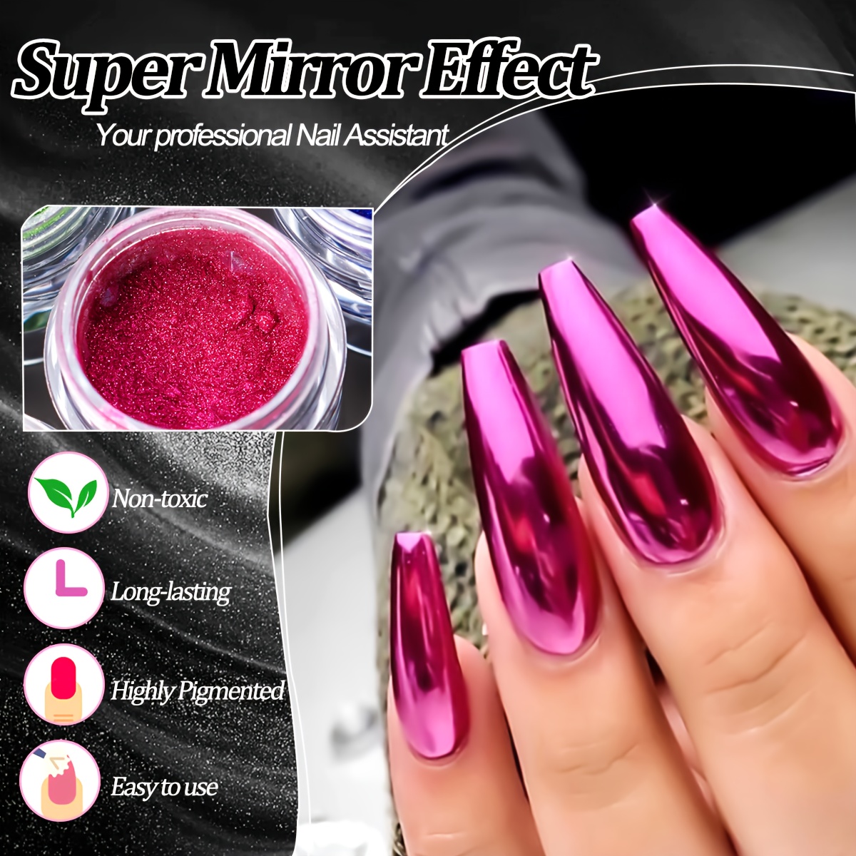 12 Color Chrome Nail Powder Se - Art Craft Mirror recension och pris