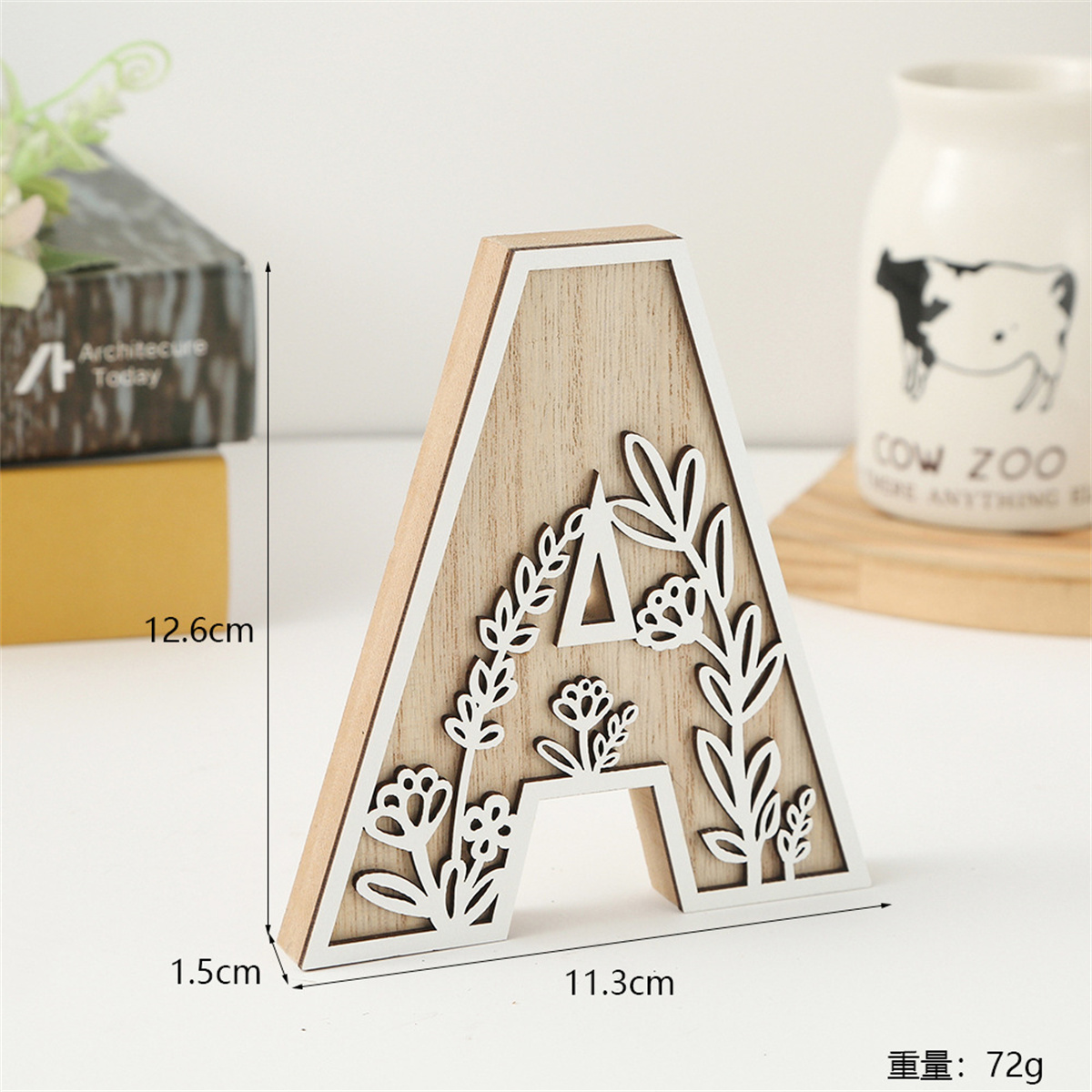 1Pcs Raw Wood White Engrave 26 - Art And Craft For Xmas recension och pris