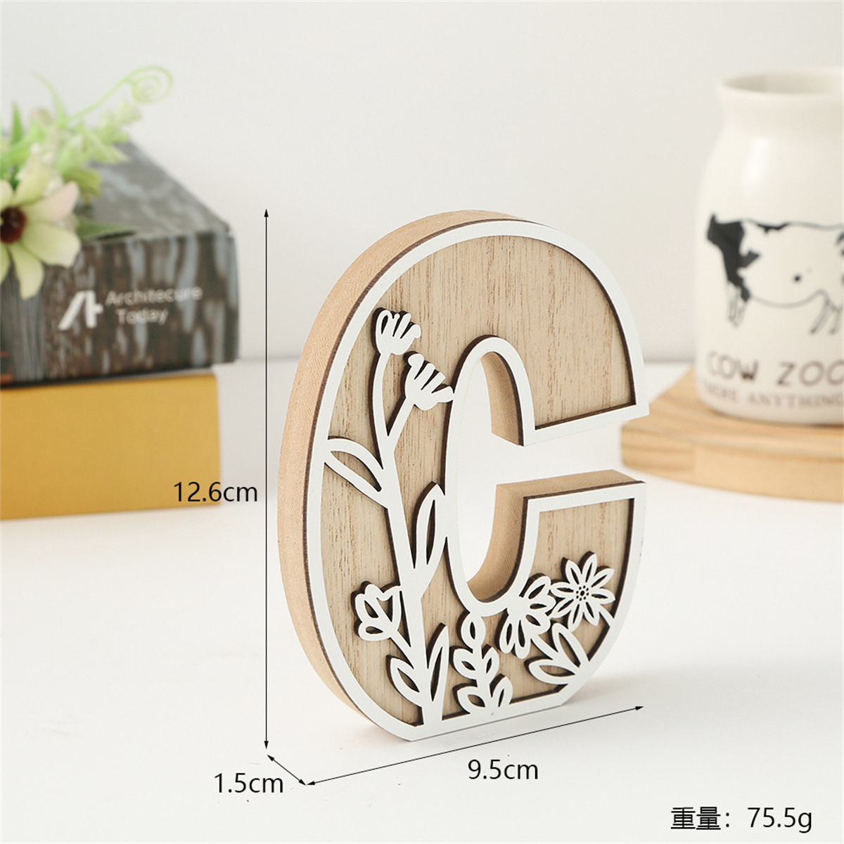 1Pcs Raw Wood White Engrave 26 - Art And Craft For Xmas recension och pris