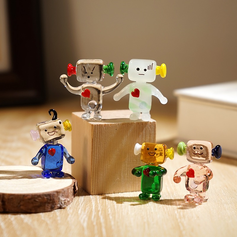 Cute Face Robot Handcrafted Gl - Art Craft Robot recension och pris