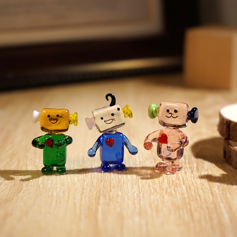 Cute Face Robot Handcrafted Gl - Art Craft Robot recension och pris